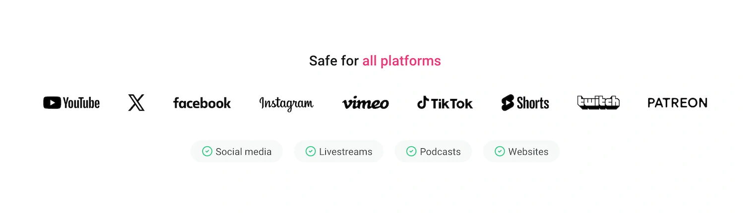 Uppbeatの素材が使えるプラットフォーム一覧。