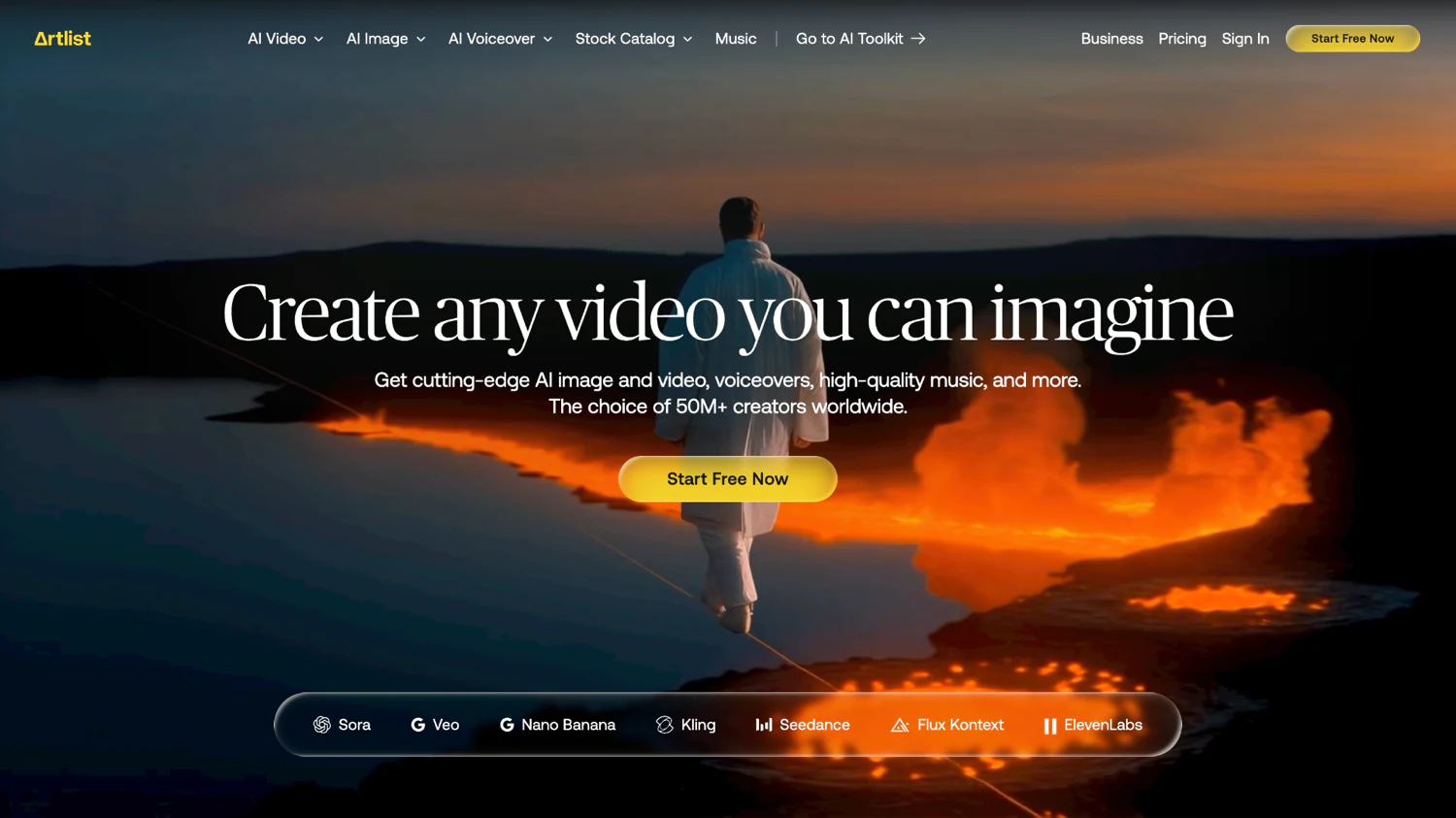 Artlistのロゴとトップページ。